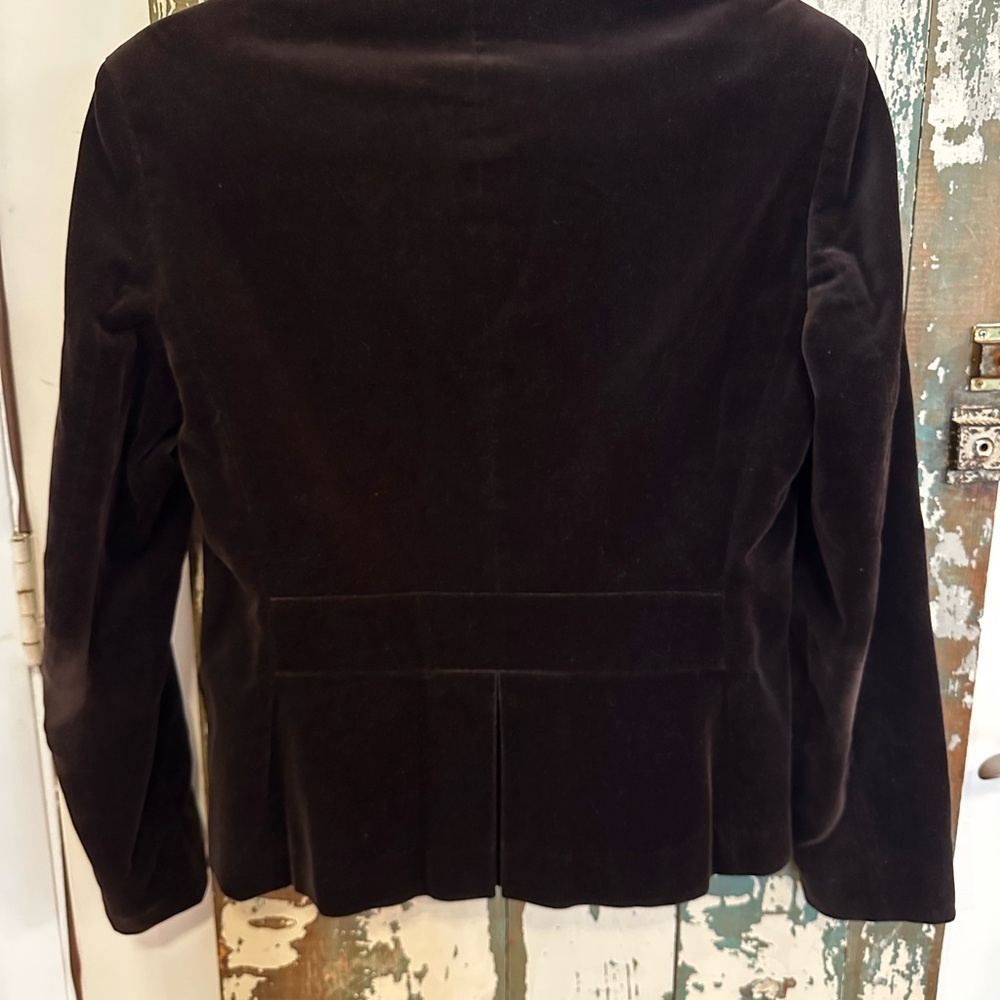 Anne Klein Brown Velvet Blazer with Notched Lapels - Picture 2 of 2